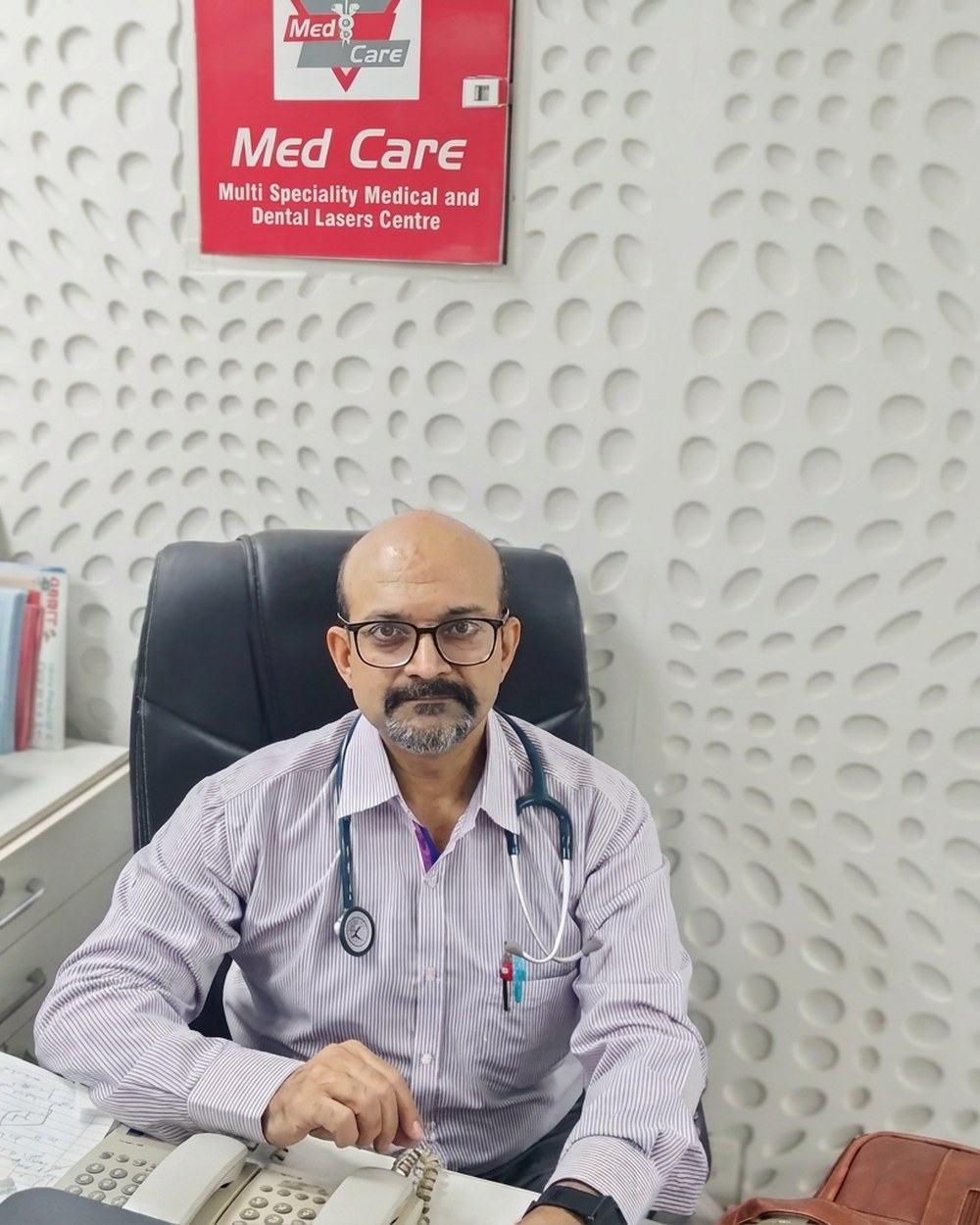 Dr. Brijmohan Arora, MBBS, M.Med, consultant physician and diabetologist, at his clinic in Sector 7, Dwarka, New Delhi